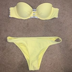 aerie yellow strapless bikini